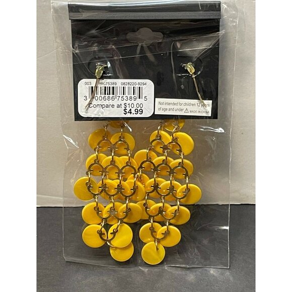 Designs by Jil earrings dangle pierced 4" yellow - Picture 5 of 5